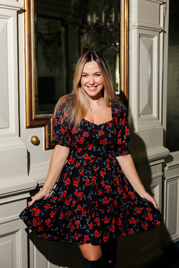 Adriana Dress - Black Floral