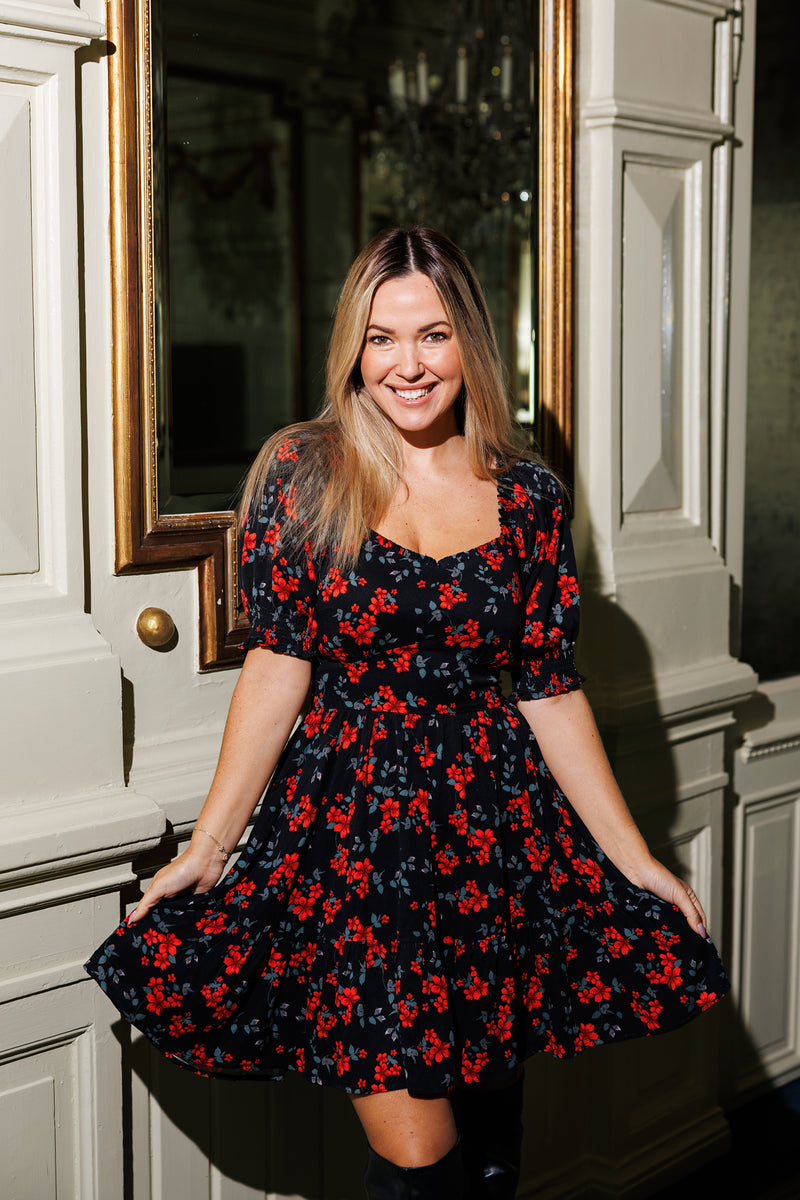 Adriana Dress - Black Floral