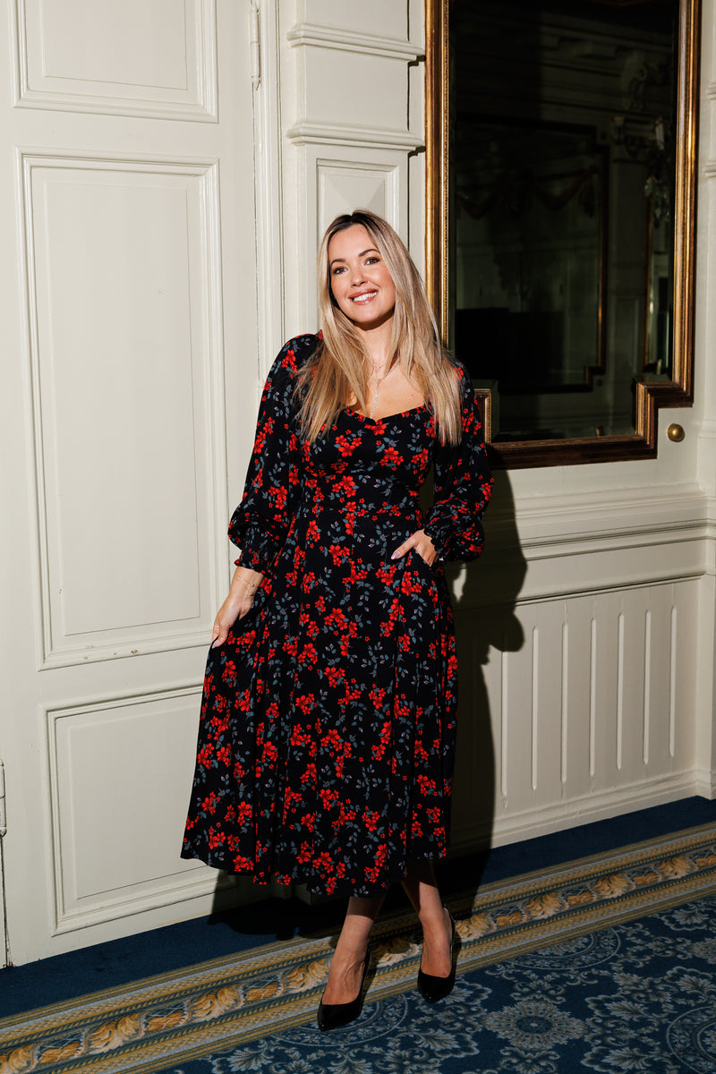 Alina Dress - Black Floral (Lang)